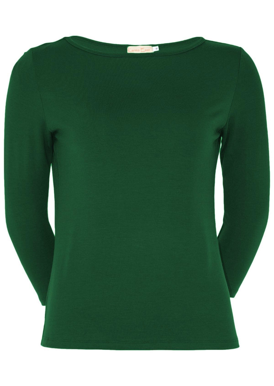 Boat Neck Top Forest Green