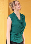 sleeveless women's cowl neck top jade green