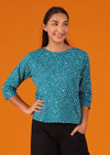 spotty teal loose fit cotton top