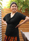 women's soft stretch basic top black