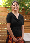 short sleeve cowl neck top black