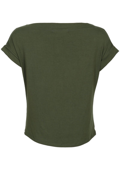 back view olive green basic top