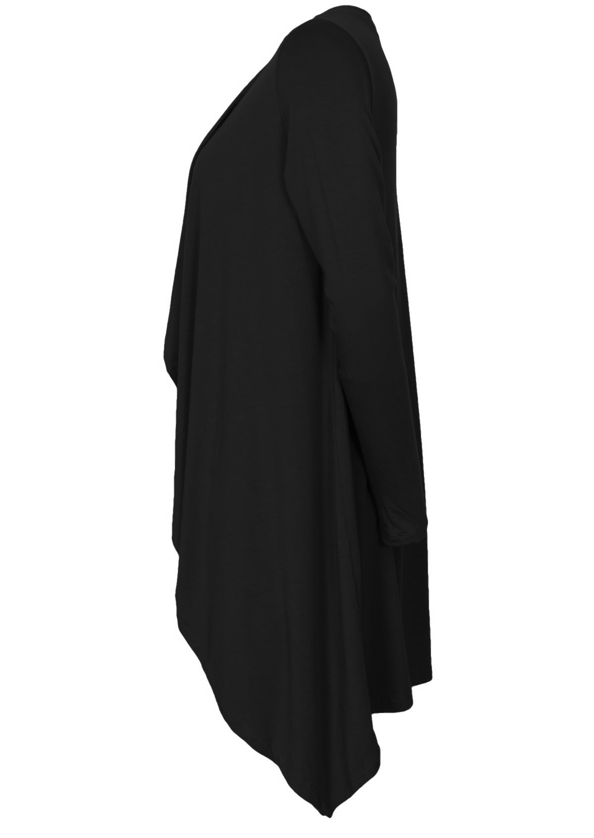 side view long sleeve cardigan black