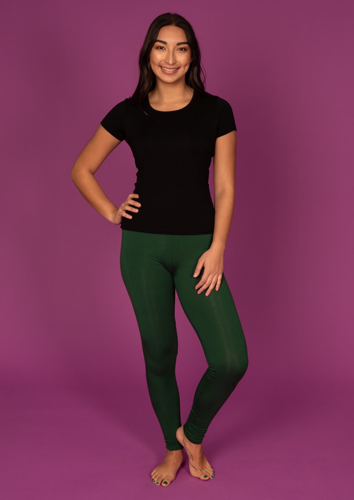 green soft stretch rayon leggings