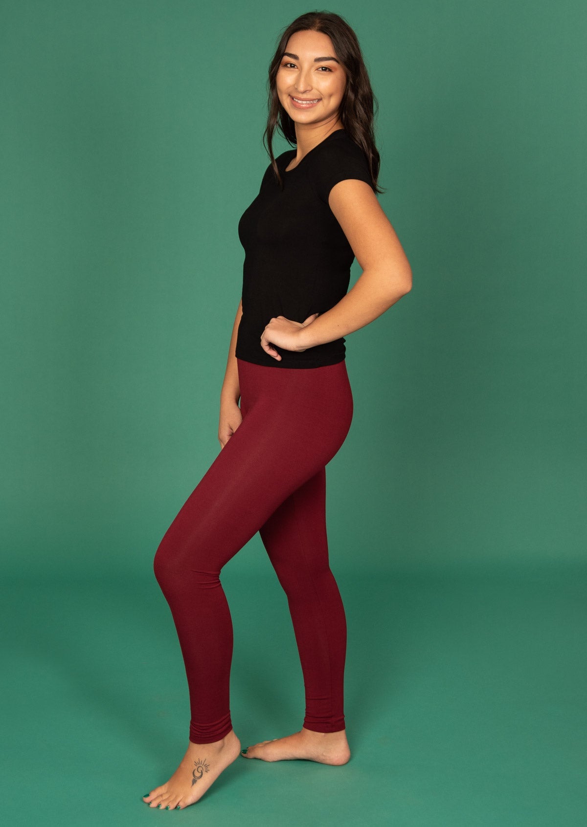 soft stretch rayon leggings maroon