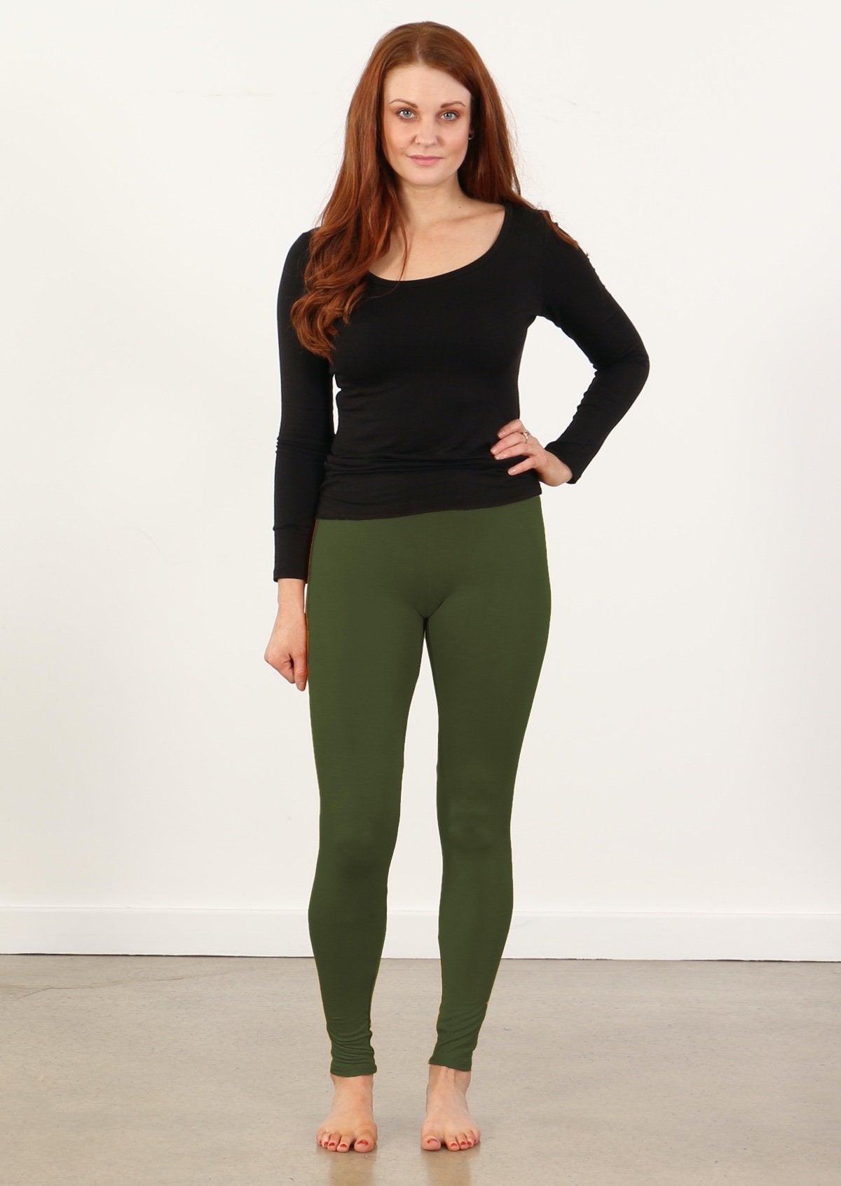 soft stretch rayon leggings olive