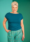 short sleeve wide boat neck top