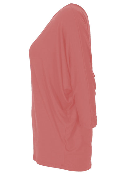 side view batwing women's top pink