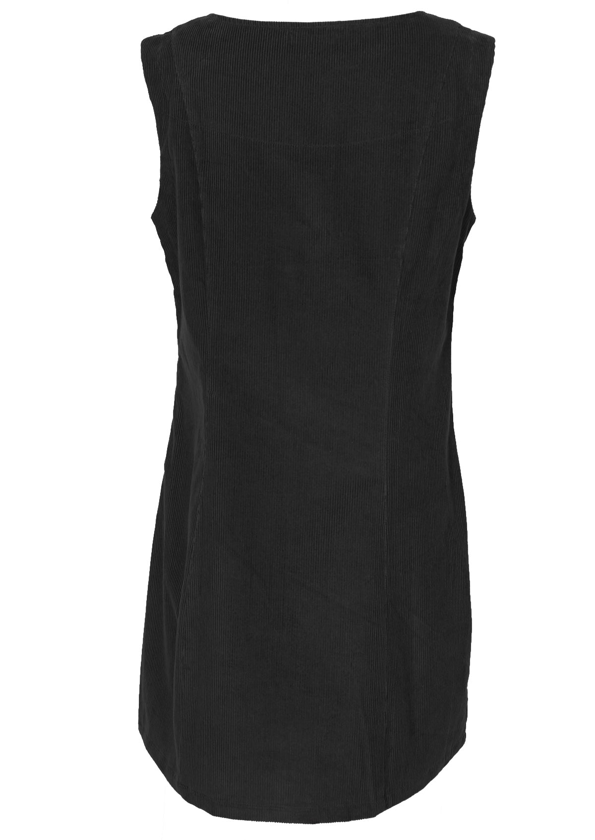 back view a-line corduroy dress black