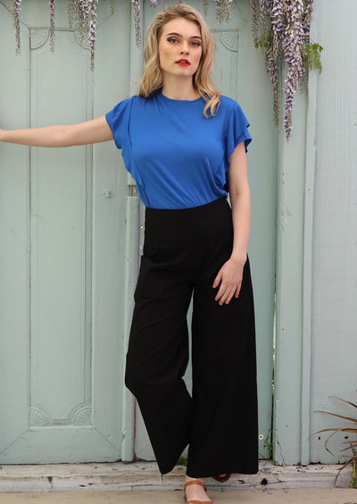 high waisted cotton pants with side zip