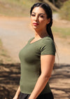 short sleeve fitted basic women's top