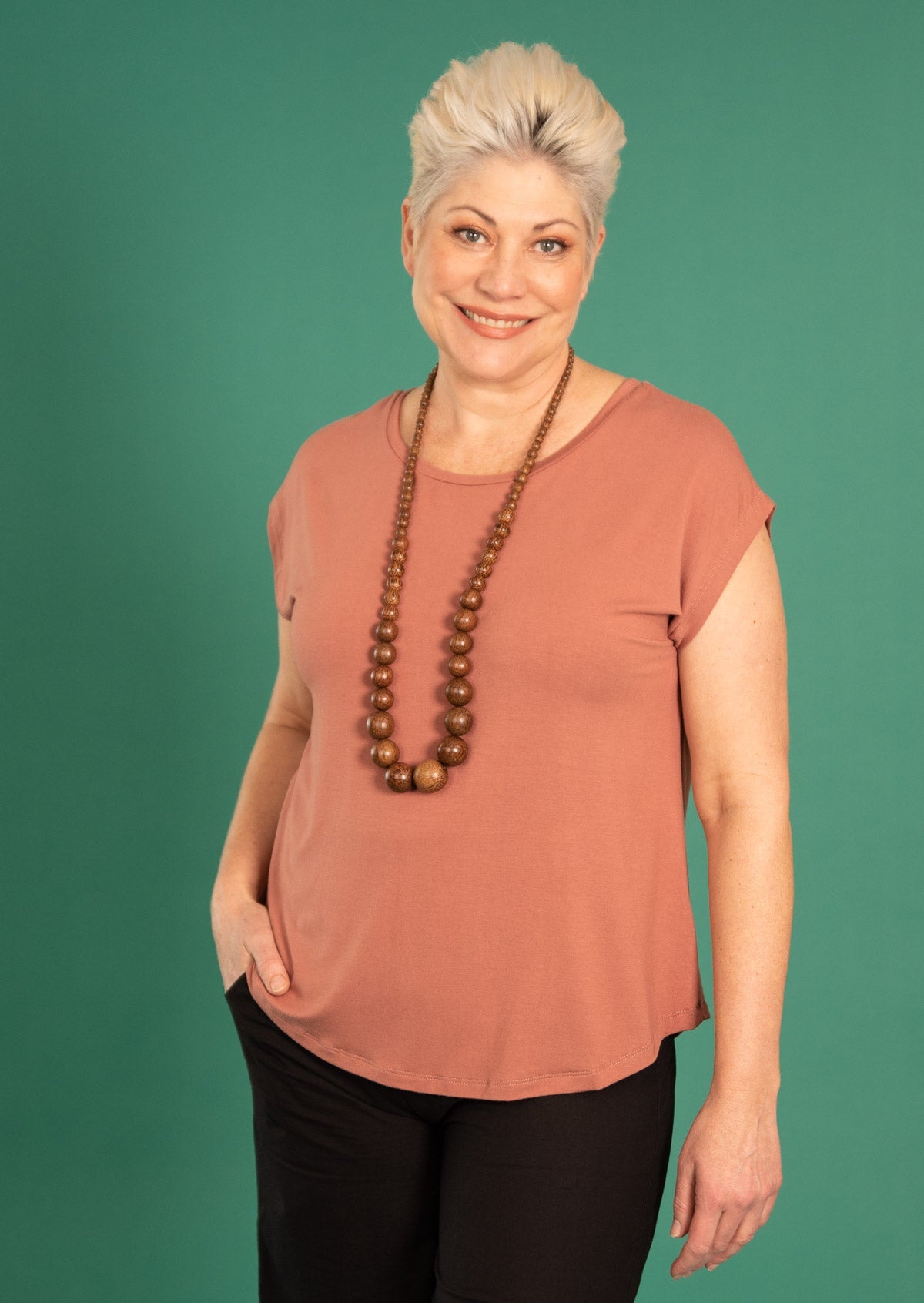 pink basic rayon women's top