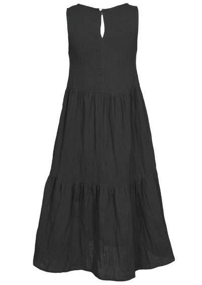 back view midi dress with button closure at back of neck