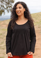 pleated neckline women's top