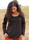 black long sleeve cotton women's top