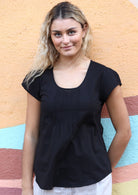 100% cotton black women's top designed in Australia