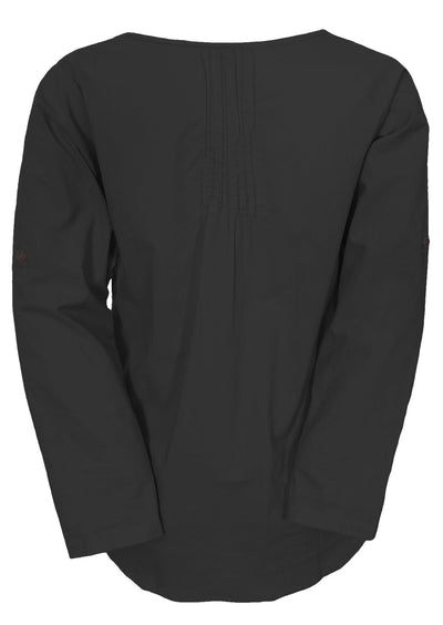 back view women's long sleeve pleat detail at back of neck