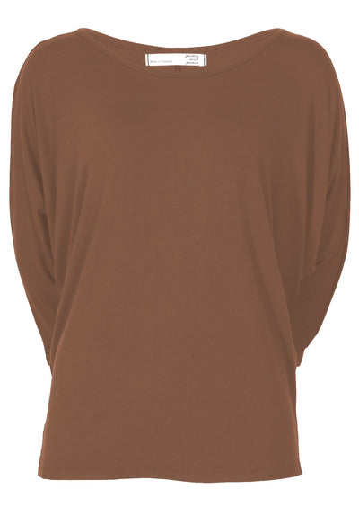 long sleeve basic women's jersey top brown