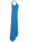 side view concave hem blue dress