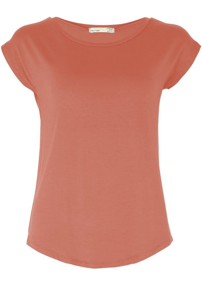 short sleeve rayon basic women's top pink