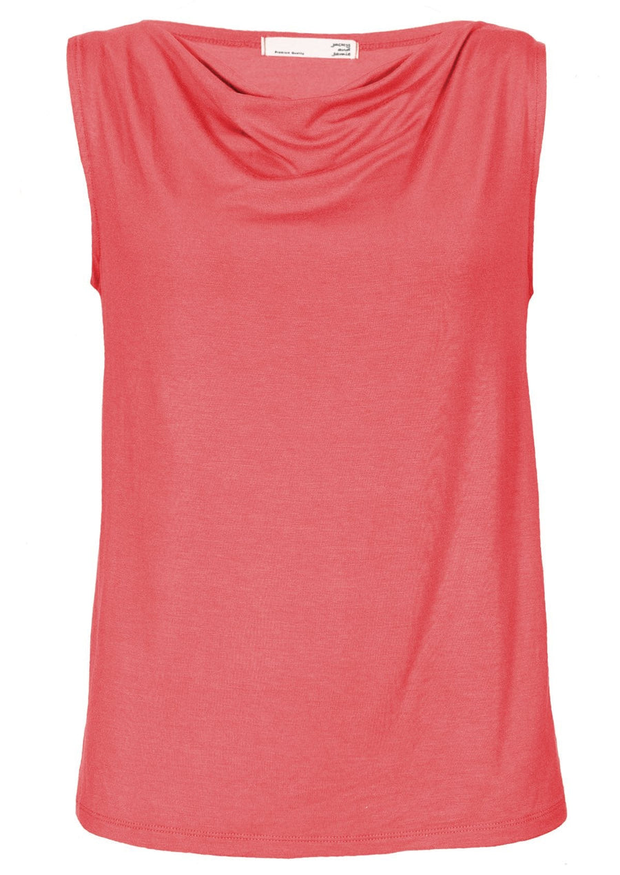 Cowl Neck Singlet Top sleeveless cowl neck fitted soft stretch rayon rose pink | Karma East