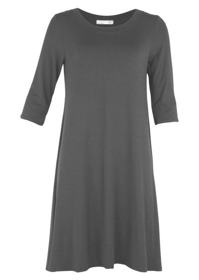 Half Sleeve Jersey Dress Dark Grey
