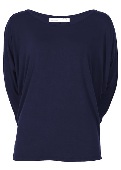 3/4 sleeve women's basic top navy