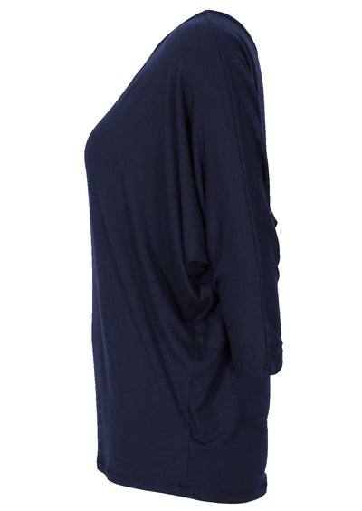 side view slouchy fit women's basic long sleeve top