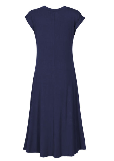 back view a-line skirts soft stretch midi dress