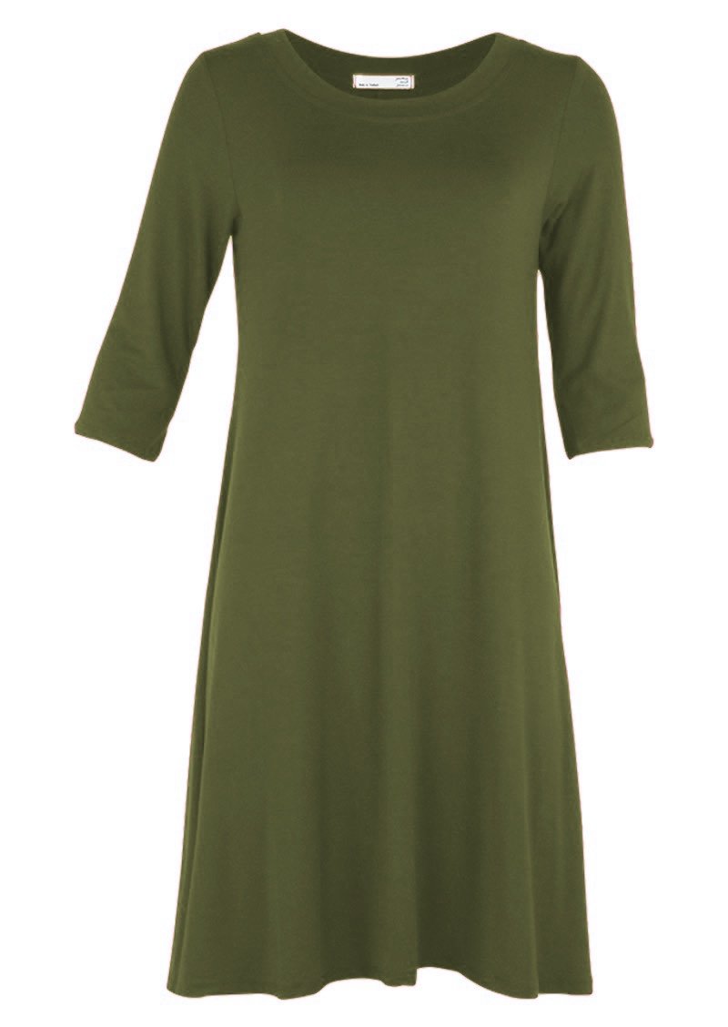 Half Sleeve Jersey Dress Olive | Karma East Australia