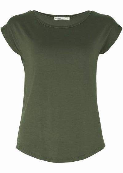olive short sleeve soft stretch women's top