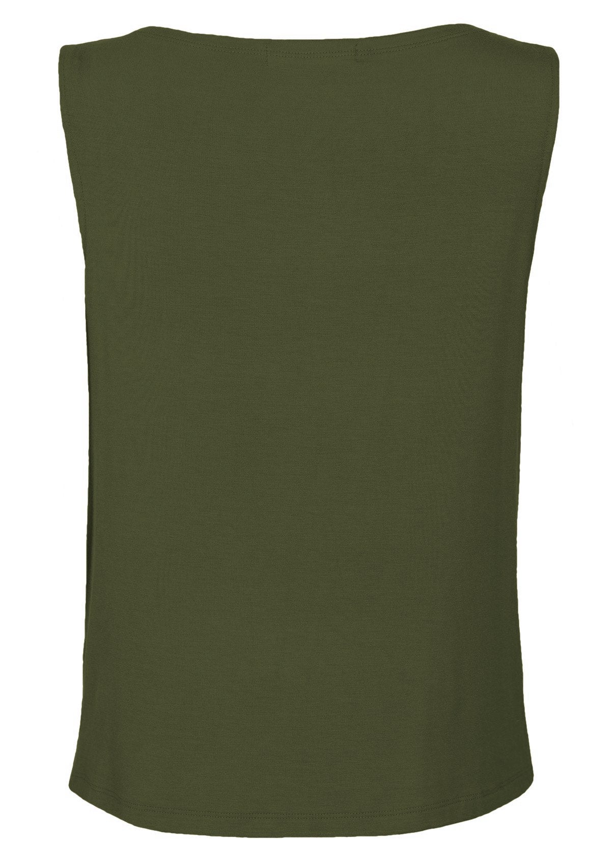 Back view olive green cowl neck top