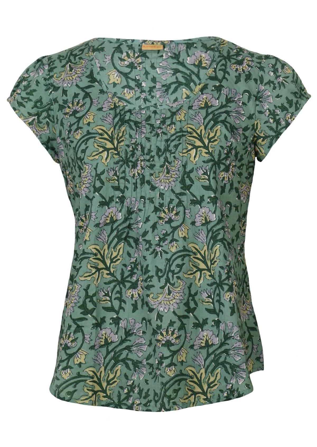 Relaxed fit cotton top with small pleats in front and back.