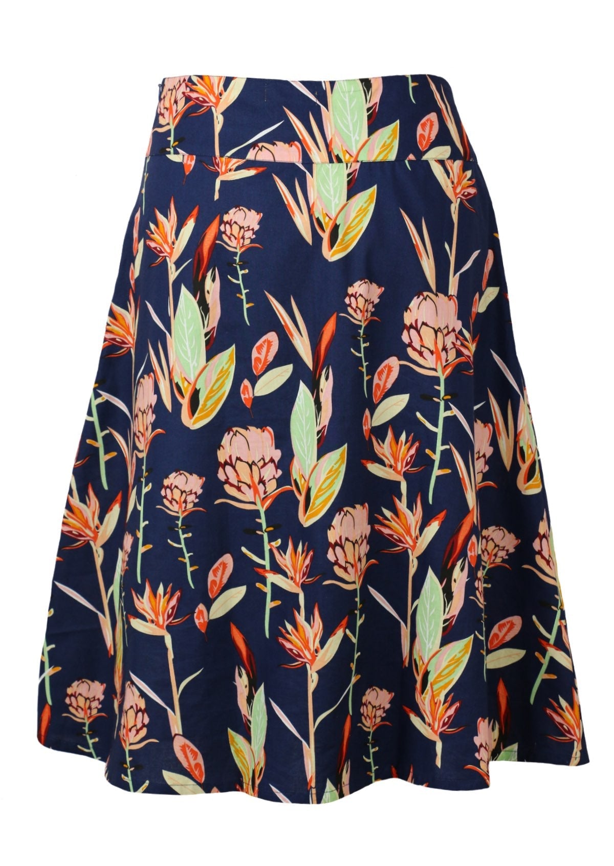 Back view thick waistband a-line skirt