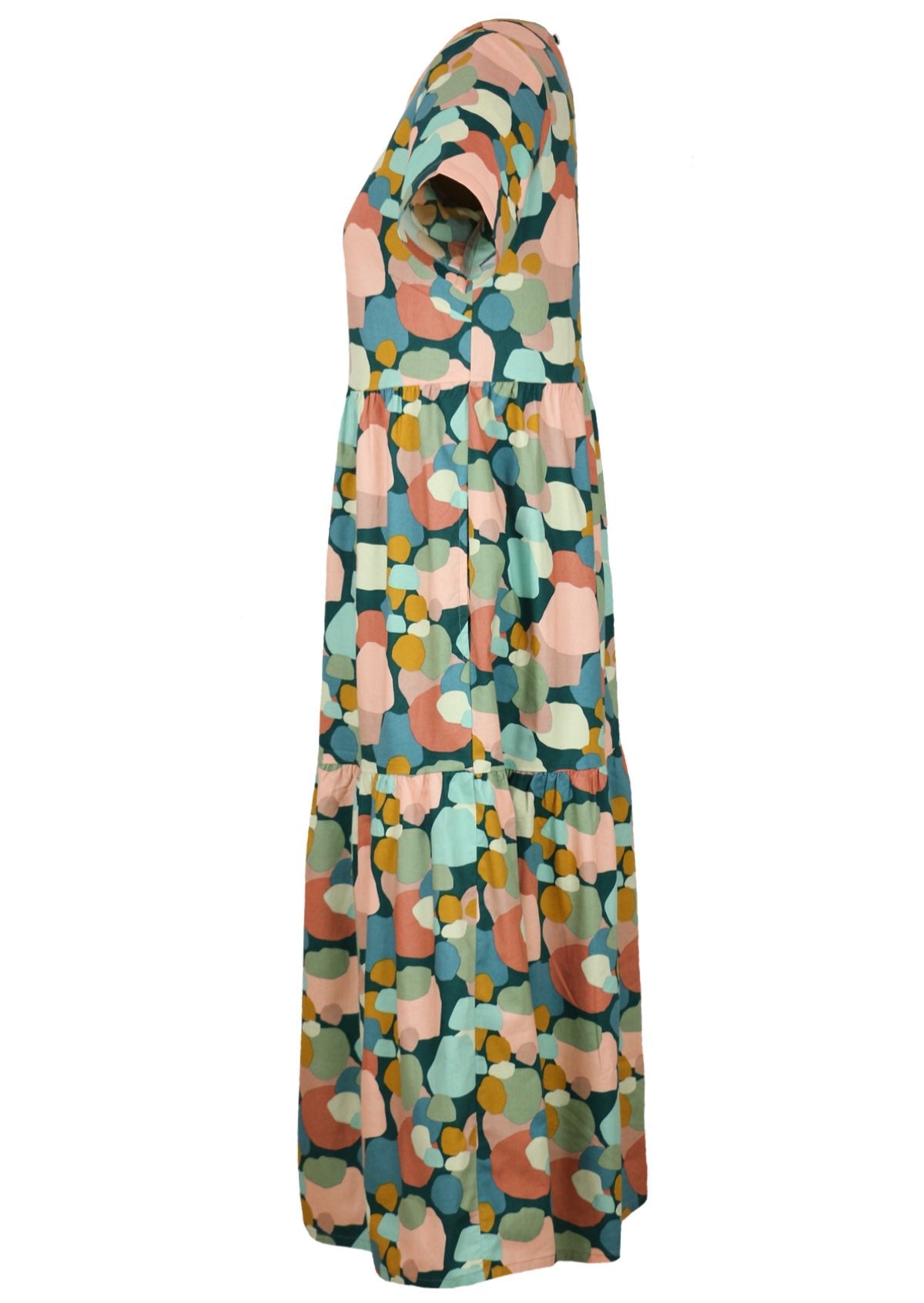 side view short sleeve midi dress