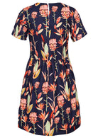 Back View Cotton Womens Knee Length Dress with Pockets.