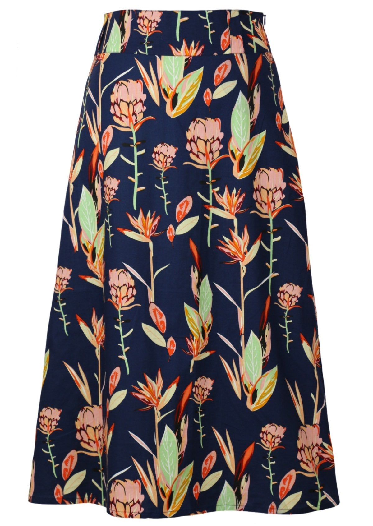 bright coloured cotton below knee skirt
