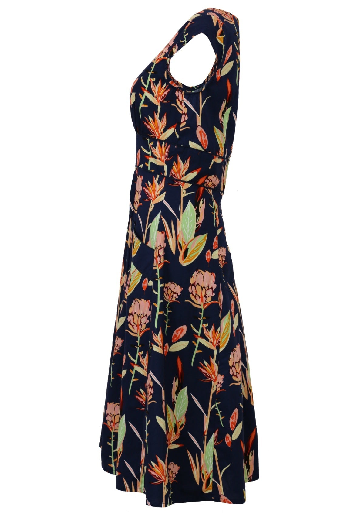 Side View Cap Sleeve Cotton Womens Dress