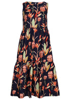 Sleeveless, Tiered Cotton Printed Dress