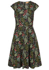 Alice Retro Vintage Style Cotton Dress Black and Green Floral Cotton