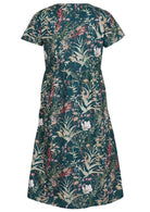 Back View Short Sleeve A-line Cotton Dress