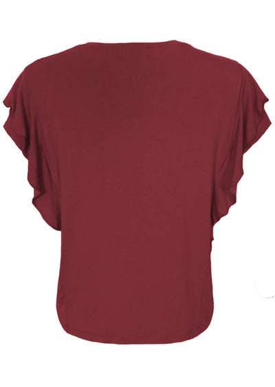 Ruffle Tee Maroon